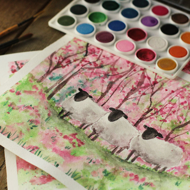 Cherry Blossom Spring Watercolour