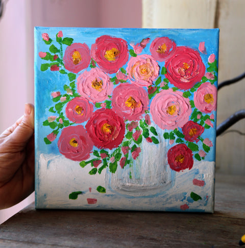 6:30pm Wed May 6th | Wednesday Paint Night | Textured 3D Rose Panting For Mom