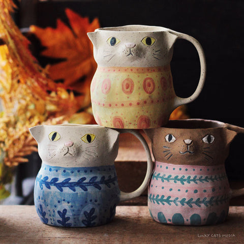 september | cozy cat sweater mug