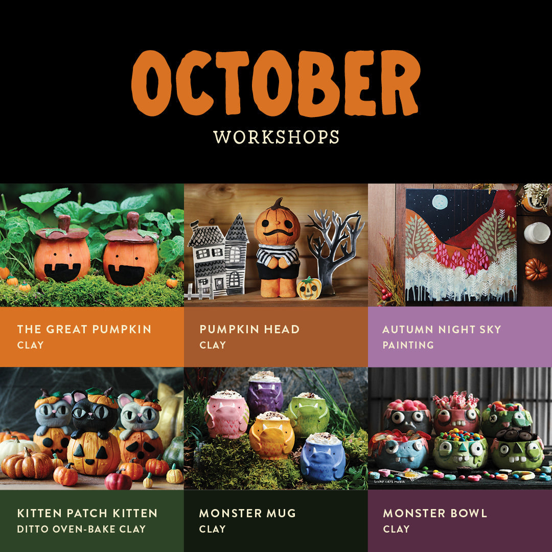 October Adult &amp; Family | Self-Paced Workshops &amp; Glazing {special member pricing: $6/hr self-paced workshops and $5/hr for glazing}