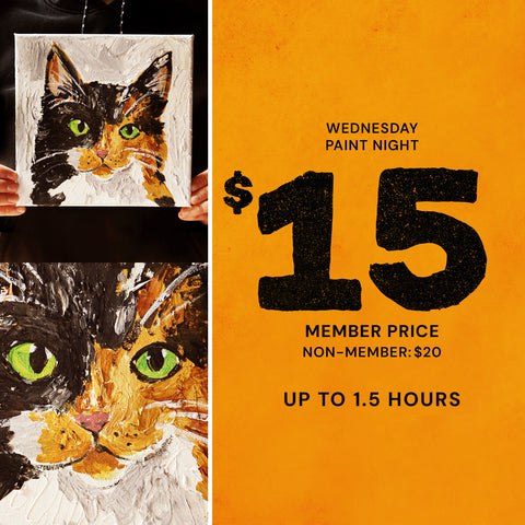 6:30pm Wed Sep 2nd | Wednesday Paint Night | Impasto Cat Painting